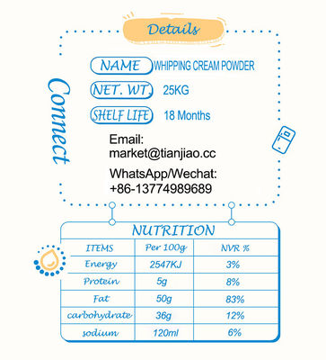 25 kg de poudre de pommade certifiée halal pour les gâteaux et pâtisseries